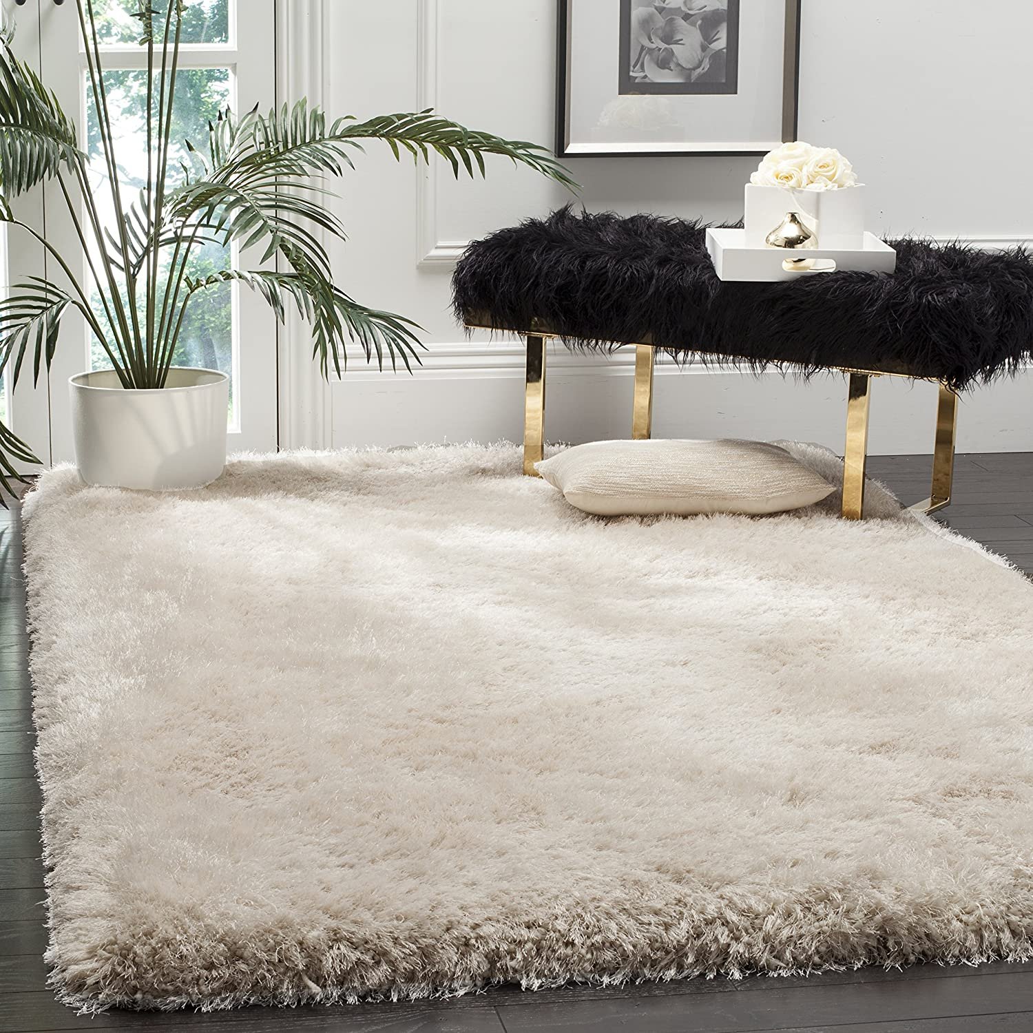 Ultra Soft Shag Handcrafted Anti-Skid, Shaggy Carpet Fur Rugs for Bedroom  Living Room Microfiber 2 Inch Pile Height Size 2 X 5 Feet Color Ivory –  Dazzlecarpet, image size:1500x1500